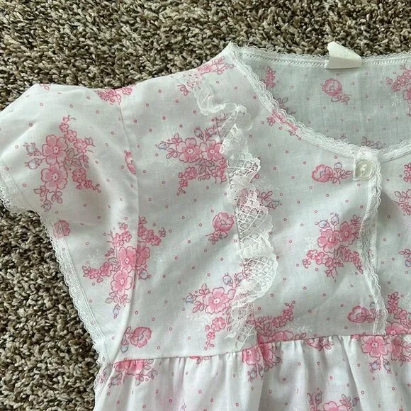 Vintage Pink Floral Short Nightgown Large - Picture 9 of 10